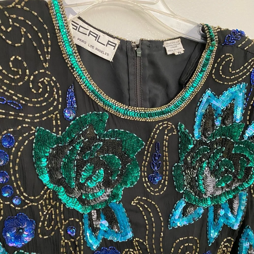Vintage Beaded Silk‎ Shirt - Picture 3 of 4